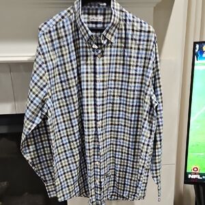 Peter Millar Blue and White Checkered Shirt